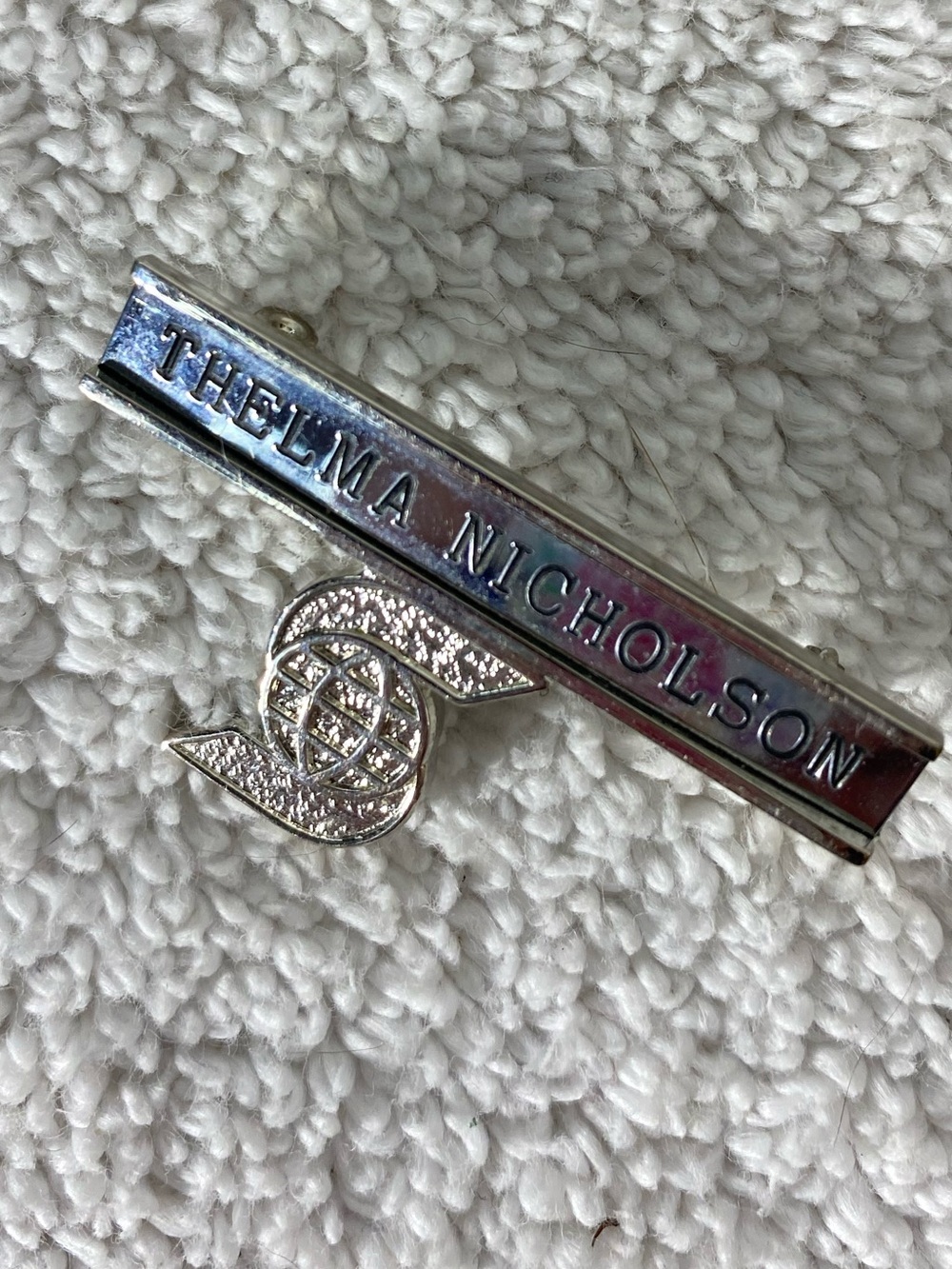 5/$35 Vintage Scotiabank Corporate Employee Name Badge Pin Thelma Nicholson